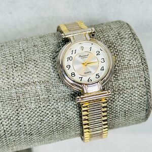 Precision by Gruen Watch Womens 20mm Two Tone Quartz Stretch Band New Battery